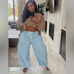 Free People Light Blue Drawstring Pants